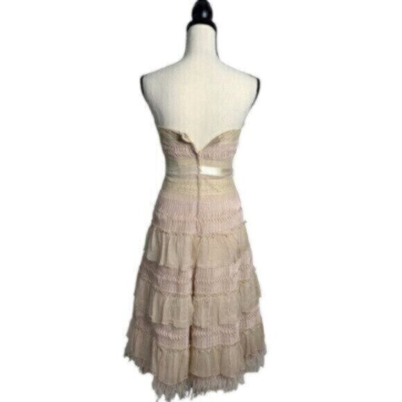 BCBGMaxAzria Elegant Strapless Feather-Trimmed Cocktail Dress - Picture 10 of 13